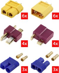 Złącze męskie akumulatora XT60, Wtyczka T, EC3 Reely RE-6699867 pozłacane 1 szt.