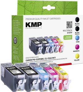 KMP Tusz Zamiennik Canon PGI-525PGBK, CLI-526C, CLI-526M, CLI-526Y Czarny, Cyjan, Magenta, Żółty  atrament KMP C131V 1513,0055, 1 szt.