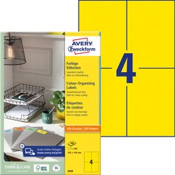 Avery-Zweckform 3459 Etykieta uniwersalna 105 x 480 mm Papier żółty 400 szt. Trwały Drukarka atramentowa, Drukarka Laserowa, Drukarka Laserowa, kolorowa, Kopiarka, Drukarka z funkcją kopiowania w kolorze