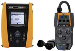 Tester instalacji VDE 0100 Działanie COMBI521 z adapterem stacji ładującej EV-TEST100 Tester instalacji HT Instruments HT´s ''Volle Ladung'' ECO-KIT