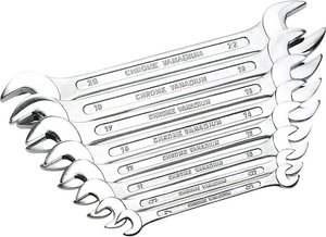 Klucze płaskie, Bruder Mannesmann, 6 - 22 mm, stal chromowo-wanadowa, DIN 3110, 8 szt.
