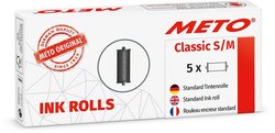 Rolki kolorów METO do METO Classic S & M (profesjonalna ręczna etykieciarka do etykiet 26 x 12 mm i 26 x 16 mm) 5 sztuk, czarny Rolka do drukowania METO 9506060 9506060, 1 szt.