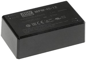 Seria zasilaczy impulsowych MEANWELL serii MPM-45 Medyczne enkapsulowane pojedyncze wyjście Moc: 45W Zasilacz AC/DC Mean Well MPM-45-24 24 V/DC  45.1 W