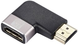 SpeaKa Professional SP-11302008 HDMI Przejściówka, adapter [1x złącze męskie HDMI - 1x złącze żeńskie HDMI] czarny, srebrny UHD 8K @ 60 Hz, UHD 4K @ 120 Hz wygięty w lewo o 90°