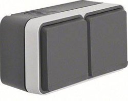 Gniazdo elektryczne podwójne, W.1 powierzchniowy Berker 47843515, IP55, 250 V/AC, szary, szary błyszczący