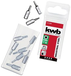 Zestaw bitów ze stali przemysłowej kwb 10er TX 15, bity 25 mm, sześciokąt zewnętrzny 1/4 ',', Bit-TX T 15 kwb 121294 C 6.3 10 szt.