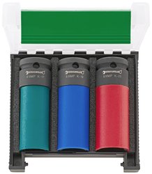 Zestaw kluczy do nakrętek do kół IMPACT 1/2&quot, 3-częściowy  17, 19, 21 mm, kodowane kolorami  Tuleje ochronne chroniące felgi aluminiowe podczas wymiany kół Klucz do kół Stahlwille 96838103  1 zest.
