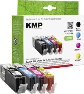 KMP Tusz Zamiennik Canon PGI-570PGBK XL, CLI-571C XL, CLI-571M XL, CLI-571Y XL Czarny, Cyjan, Magenta, Żółty  atrament KMP C107PIXV 1567,0050, 1 zest.