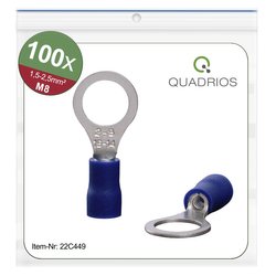 Końcówki kablowe oczkowe, zestaw 100 szt., M8, przekrój 1,5 - 2,5 mm² Quadrios 22C449 Końcówka oczkowa 1 zest.