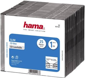 Koszulka na płyty CD Hama Slim, 25 szt., przezroczysta/czarna Pokrowiec Slim CD Hama 00051167, 25 szt.