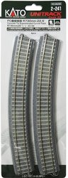 H0 zestaw 4 torów łukowych, nachylonych - beton - R730-22,5° 2-241 H0 Kato Unitrack Tor- łuk  22.5 ° 730 mm