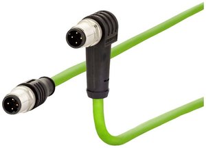 Kabel Ethernet przemysłowy M12, kodowanie D, 10,0 m, złącze M12 proste - złącze M12 kątowe, prowadnica łańcuchowa, PUR Kabel LAN Metz Connect 142M1D19100, 1 szt., M12, CAT 5e, SF/FTP, 10.00 m, zielony