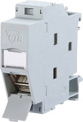 Gniazdko sieciowe BTR do montażu na szynie kapeluszowej CAT 6A 180° Adapter BTR RAL 7035, RJ45, kat. 6a