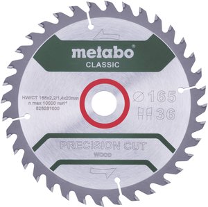 Tarcza tnąca z węglików spiekanych Metabo Precision cut Wood - Classic 165X20 Z42 WZ 5° 165 x 20 x 1.2 mm 1 szt.