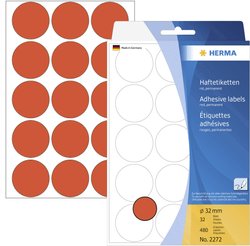 Herma 2272 Etykiety do oznaczników Ø 32 mm czerwony 480 szt. Trwały Papier