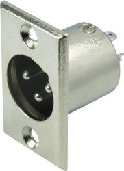 Złącze męskie XLR Kash 55001, CuZn (mosiądz), złącze męskie z kołnierzem, 1 szt.