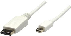 Kabel przyłączeniowy DisplayPort, złącze męskie mini DisplayPort na złącze męskie DisplayPort, 2 m, biały   adapter Mini DisplayPort, DisplayPort Manhattan 324748-CG, 2.00 m