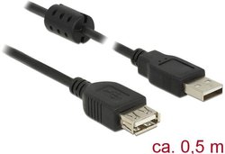Kabel USB Delock DELOCK Verläng. Kabel USB 2.0 Typ-A 0,5m, USB 2.0, Złącze męskie USB-A, Złącze żeńskie USB-A, 0.50 m