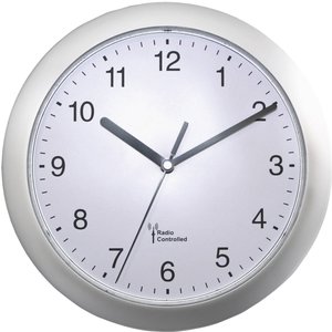 EUROTIME 56787 Sterowany radiowo Zegar ścienny 25 cm x 3.8 cm srebrny