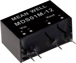 Moduły konwertera DC/DC serii MEANWELLL Seria MDS01 SIP/SIL7 Obudowa Pojedyncze wyjście Stosunek napięcia wejściowego: 1:1 Moc: 1W nieregulowany Medyczny Moduł przetwornicy DC/DC Mean Well MDS01M-12 MDS01M-12, 1 W, 84 mA, 1 szt.