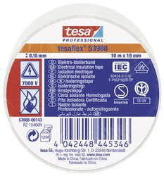 tesaflex® 53988 — taśma izolacyjna z PVC do izolowania i oznaczania kabli, 10 m x 19 mm, biała Taśma izolacyjna tesa 53988-00143-00 tesaflex IEC (D x S) 10 m x 19 mm 10 m 1 szt.