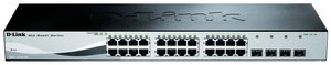 D-Link DGS-1210-28/E Smart zarządzalny gigabitowy przełącznik (24 porty 10/100/1000 Mbit/s BASE-T, 4 porty combo TP/gniazdo SFP, bez wentylatora, metalowa obudowa 19&quot,) D-Link DGS-1210-28/E Switch sieciowy RJ45/SFP  24+4 Porty 56 GBit/s