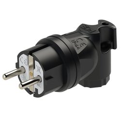 Wtyczka sieciowa kątowa PCE 05811-s gumowana IP44 250 V / 16 A, czarna