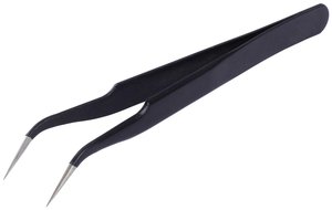 Pęseta ESD stal nierdzewna powlekana 120 x 10 mm końcówka kątowa 0,2 mm EN61340-5-1 Pęseta Quadrios ESD 23EC154