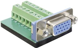 Złącze męskie VGA 65170 Delock 65170 złącze żeńskie do wbudowania pionowego Ilość styków: 16  srebrny 1 szt.