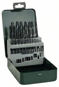 Zestaw wierteł do metalu HSS-R, 19 części, 1 - 10 mm, metalowa obudowa Zestaw wierteł krętych do metalu Bosch Accessories 2607019435 1 zest.