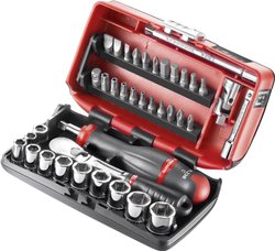 '' Zestaw kluczy nasadowych 1/4'' z pyłoszczelną grzechotką. Klucze nasadowe zestaw Facom RL.NANO-U1 1/4'' (6,3 mm)