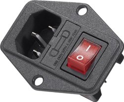 Gniazdo IEC K & B 59JR101-1FR-LR, z wyłącznikiem, czarne