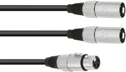 Przejściówka Omnitronic 30225204 [1x złącze żeńskie XLR 3 pin - 2x złącze męskie XLR 3 pin] 1.00 m