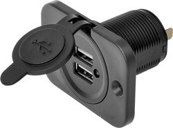 Wbudowane podwójne gniazdo USB 12/24 V 21100 mA IWH 019006 Obciążalność prądu maks.: 2.0 A 12 lub 24 V/DC