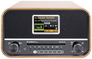 Radio Albrecht DR 870 CD Seniorenradio, DAB+/ UKW/ CD/ USB DAB+, UKW funkcja budzika, z pilotem orzech włoski, czarny