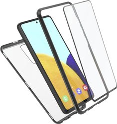 Pokrywa „Magnetic+szkło+szkło+szkło” do Samsung Galaxy A52, czarna/transp. Hama Magnetic+Glas+Displayglas Cover Samsung Galaxy A52 przeźroczysty
