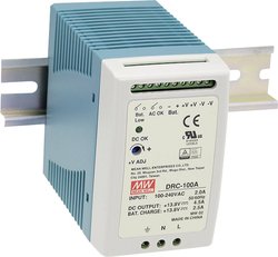 Zasilacz na szynę DIN Mean Well DRC-100B, 27.6/27.6 V, 2.25 A, 96 W