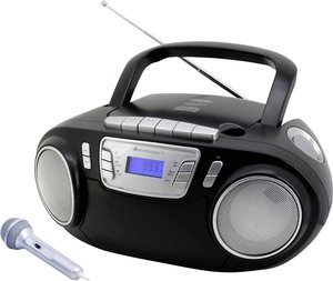 Radioodtwarzacz CD z mikrofonem zewnętrznym, złączem USB i efektem świetlnym Radio-CD soundmaster SCD5800SW UKW zawiera mikrofon czarny