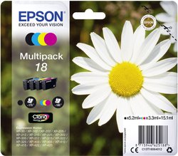 Epson atrament T1806, 18 tusz oryginalny Combi-Pack Czarny, Cyjan, Magenta, Żółty C13T18064012