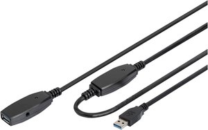 Kabel USB Digitus DA-73106, USB 3.2 Gen1 (USB 3.0), Złącze męskie USB-A, Złącze żeńskie USB-A, 15.00 m