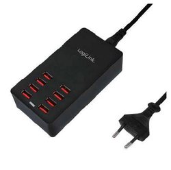 LogiLink PA0140 Stacja ładowania USB 44 W gniazdo Maksymalne natężenie wyjściowe 8800 mA Ilość wyjść: 8 x USB Auto-Detect