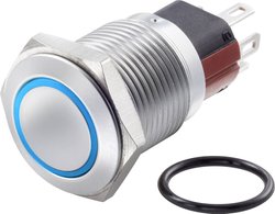 Przełącznik wciskany, wandaloodporny TRU COMPONENTS TC-GQ16-KF-11ZE/J/B/12V/C TC-7494824, 16 mm, 48 V/DC, 2 A, 1 szt.