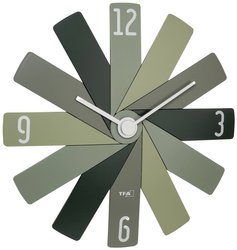TFA Dostmann 60.3020.04 Kwarcowy Zegar ścienny 400 mm x 37 mm x 400 mm zielony, oliwkowy, ciemny zielony cicha praca mechanizmu