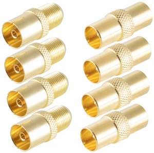 ZESTAW adapterów BASIC-S, 4x wtyk IEC na gniazdo F + 4x gniazdo IEC na gniazdo F, pozłacany Shiverpeaks BS15-301514    1 zest.