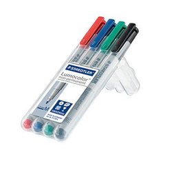 Długopis foliowy STAEDTLER Lumocolor 315 WP4 1 mm czerwony, niebieski, zielony, czarny 4 sztuki/opak. Marker do folii Staedtler Lumocolor M non-permanent 315 315 WP4 niebieski, zielony, czerwony, czarny