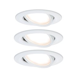 Oprawa wpuszczana LED Nova Coin zestaw podstawowy obrotowa okrągła 84mm 50° Coin 3x6W 3x460lm 230V 2700K biała matowa Lampa do zabudowy Paulmann Nova 93449 Zestaw 3-elementowy 18 W 470 lm