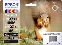 Epson atrament T379D4, 378XL, 478XL tusz oryginalny Combi-Pack Czarny, Cyjan, Magenta, Żółty, Czerwony, Szary C13T379D4010