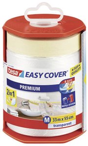 tesa Easy Cover® Premium - folia maskująca ze zintegrowaną taśmą malarską, łatwa w użyciu, oszczędza czas, do zakrywania i maskowania dużych powierzchni Folia ochronna tesa tesa Easy Cover® 59177-00003-03 PREMIUM (D x S) 33 m x 55 cm 33 m 1 szt.