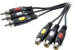 Przedłużacz Cinch kompozytowy SpeaKa Professional [3x złącze męskie RCA/cinch - 3x złącze żeńskie RCA/cinch] 2.00 m czarny