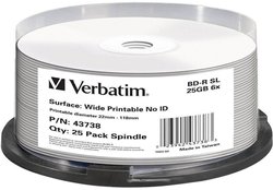 Verbatim Blu-ray BD-R SL 25 GB 6x 25 wrzecion do druku Płyta Blu-ray Verbatim 43738, 25 GB, 6 x, 25 szt.